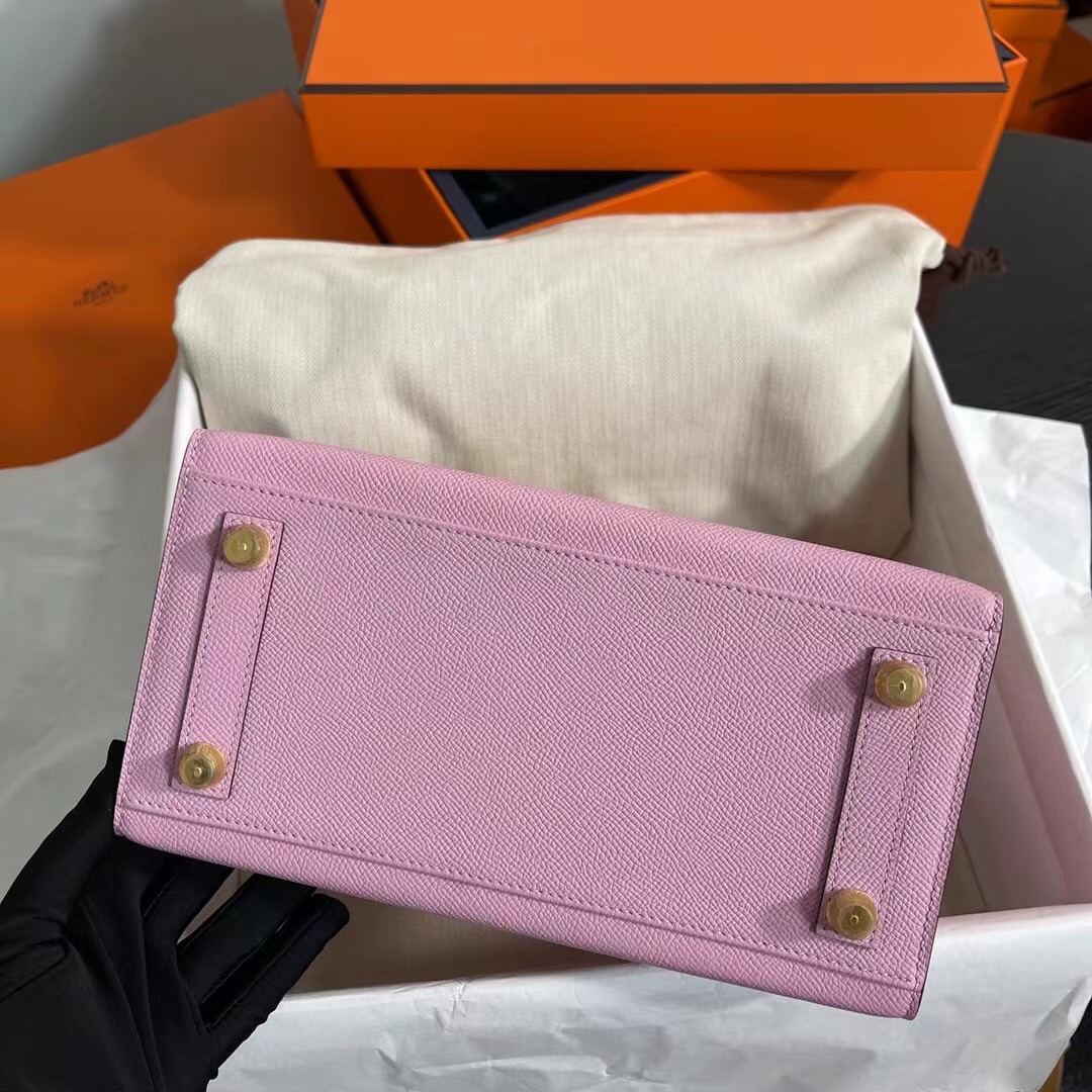 Hermes Birkin 25CM Epsom Leather Handbag Pink Purple 